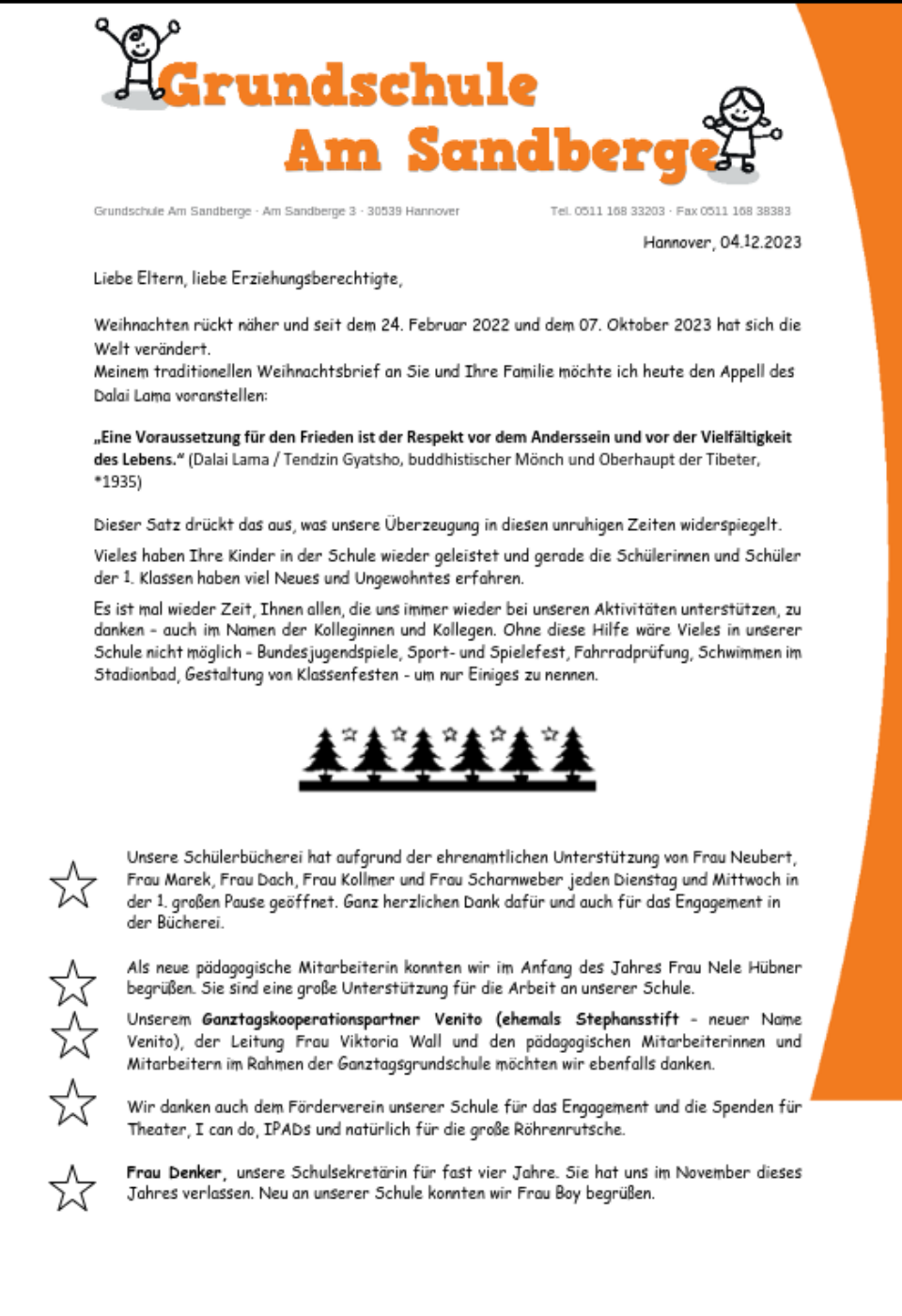 Weihnachtsbrief Seite 1